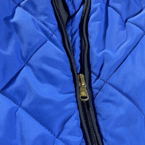 Lauren Ralph Lauren Diamond Quilted Vest Royal Blue w/ Black Zippered Size XL​ - Picture 4 of 10